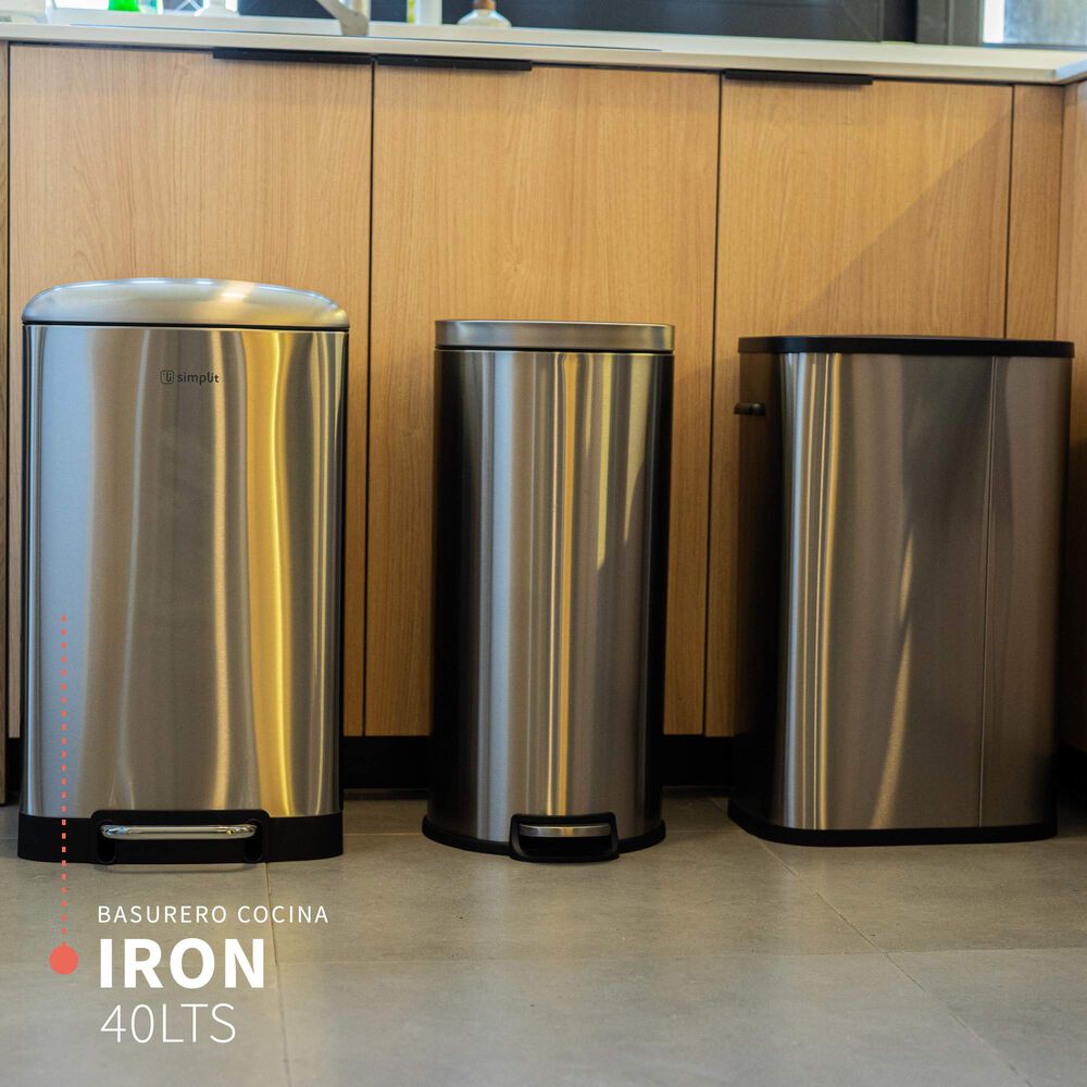 Basurero Cocina Iron 40lts Pedal Acero Inox Simplit image number 7.0